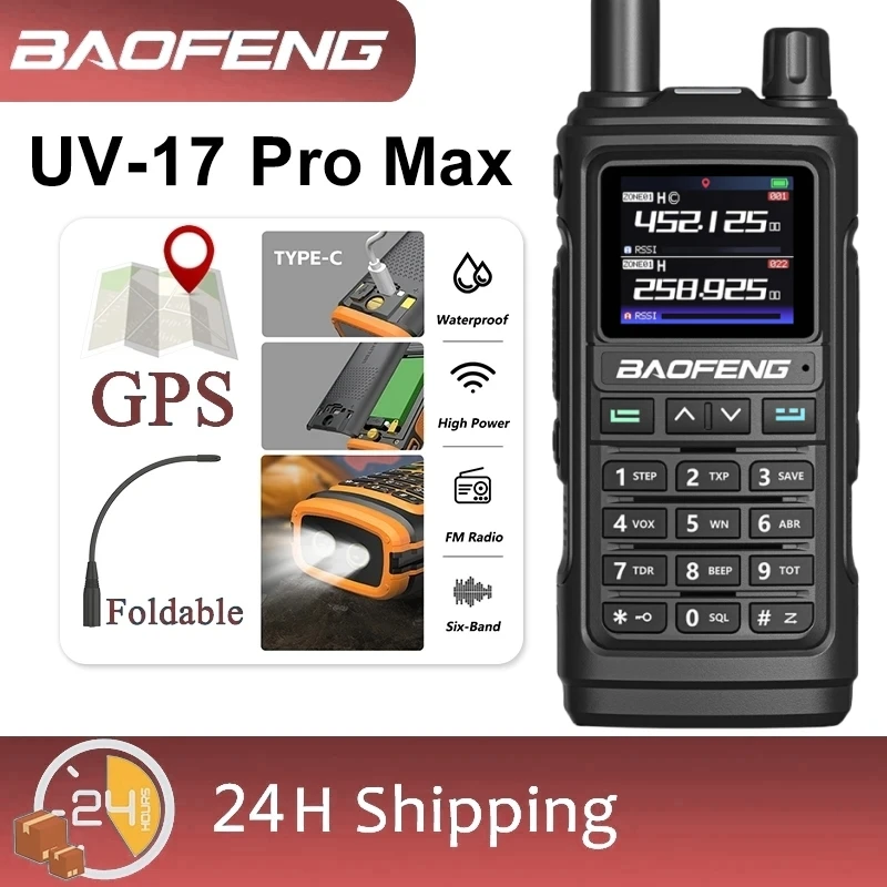 

UV 17 Pro GPS Walkie Talkie Baofeng Air Band High Power Wireless Copy Frequency UV-17 Pro Max Type USB C Charging Two Way Radios