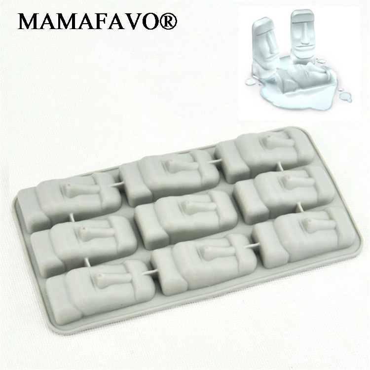 New Easter Island Moai Stone Statues Ice Tray Cubes DIY Mould Summer Mini Silicone Cake Mould H386