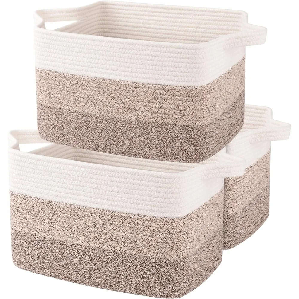 

Woven Cotton Rope Storage Basket Set Pack of Three Gradient Yellow