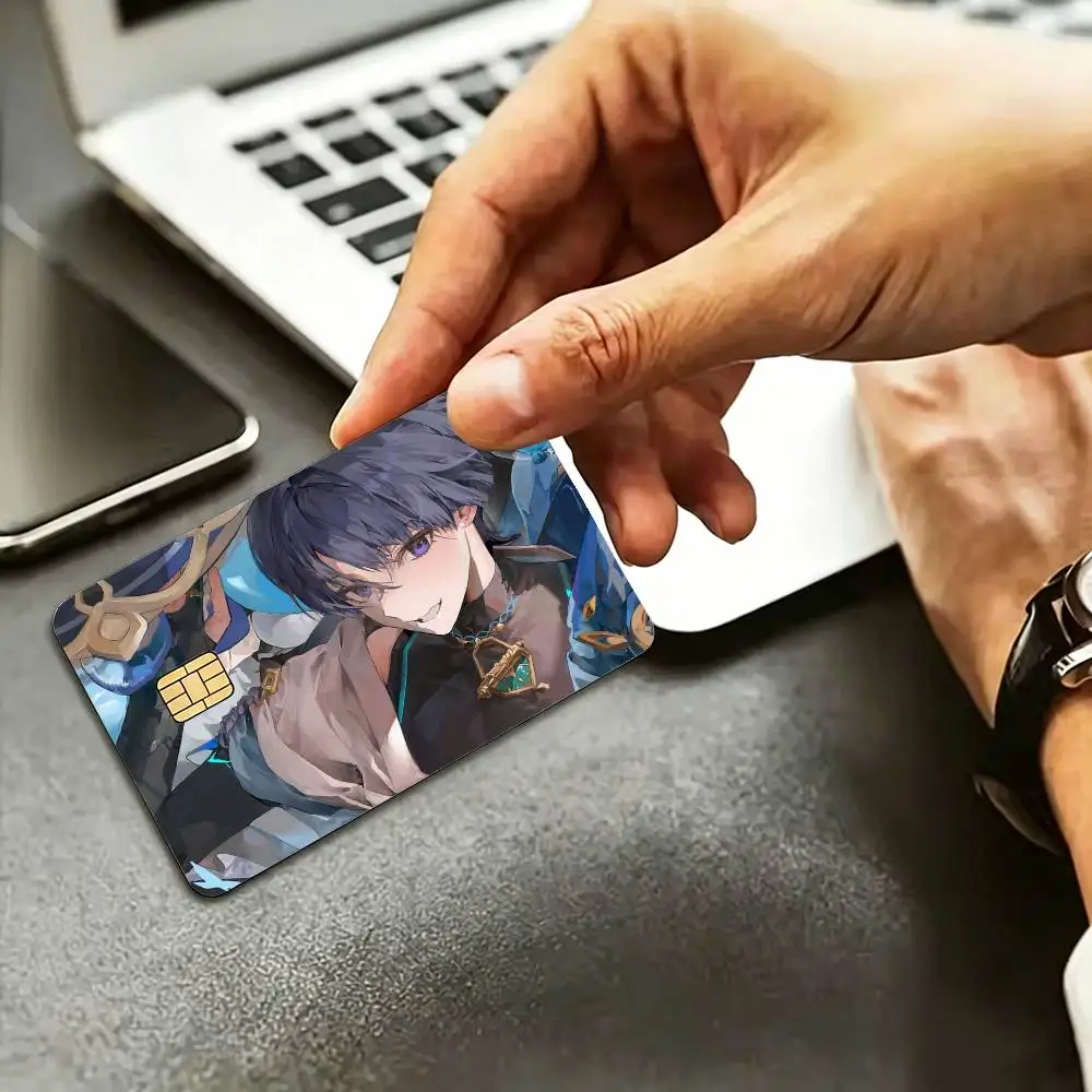 Popular Game Genshin Cool Wanderer HD Credit Card Stickers Game Card Decal Small Chip Waterproof Sticker Gift Decor