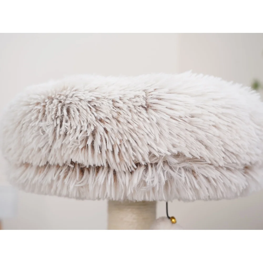 3-Level Cat Tree with Scratching Post Plush Sofa Bed Grooming Brush Teaser Toy Space Saving Design Cats