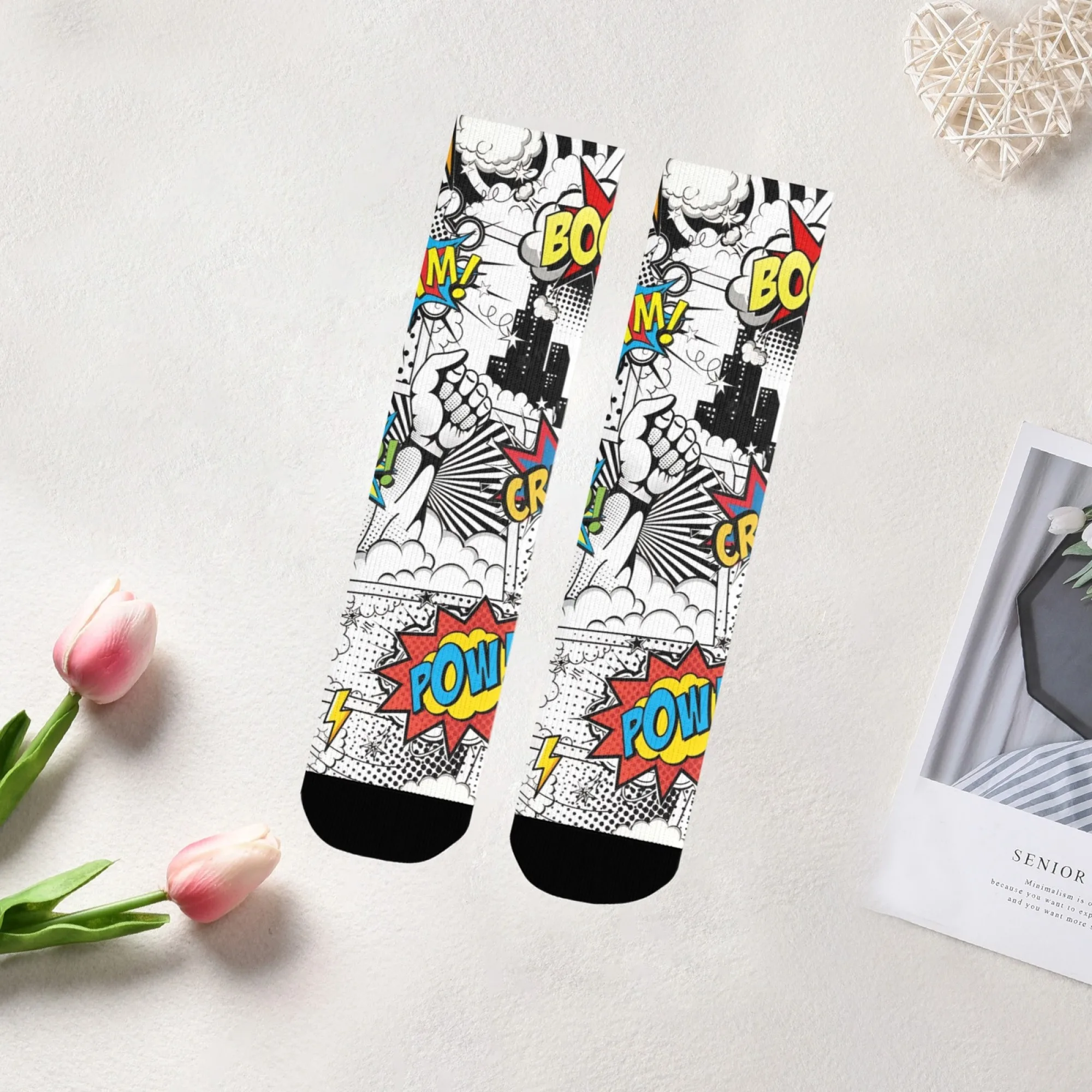 Retro Pop Art Socks Durable Lightweight Smooth Men's Socks Cycling Hiking Camping Street Hip-hop Trendy Fashion Holiday Gifts