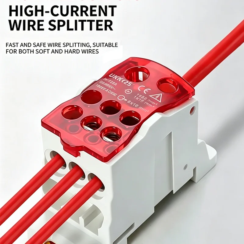 Din Rail UKK Power Distribution Terminal Block 80A-500A Split Junction Box Electrical Wire Connector Electric Wiring for Cabinet