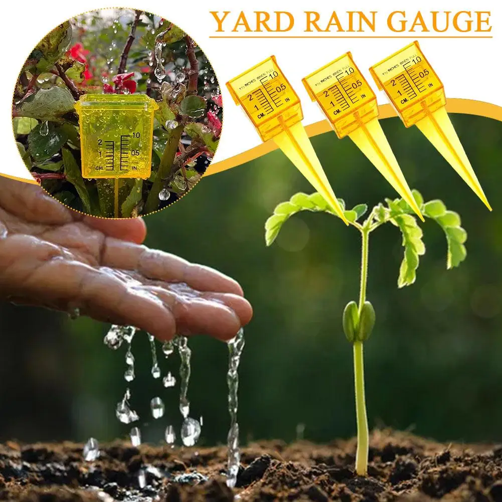 1 Pcs Outdoor Flowerpot Sprinkler Rain Gauge Lawn Water Rain Water Tool Bright High Gauge Yellow Quality Measurement Outdoo C5I1