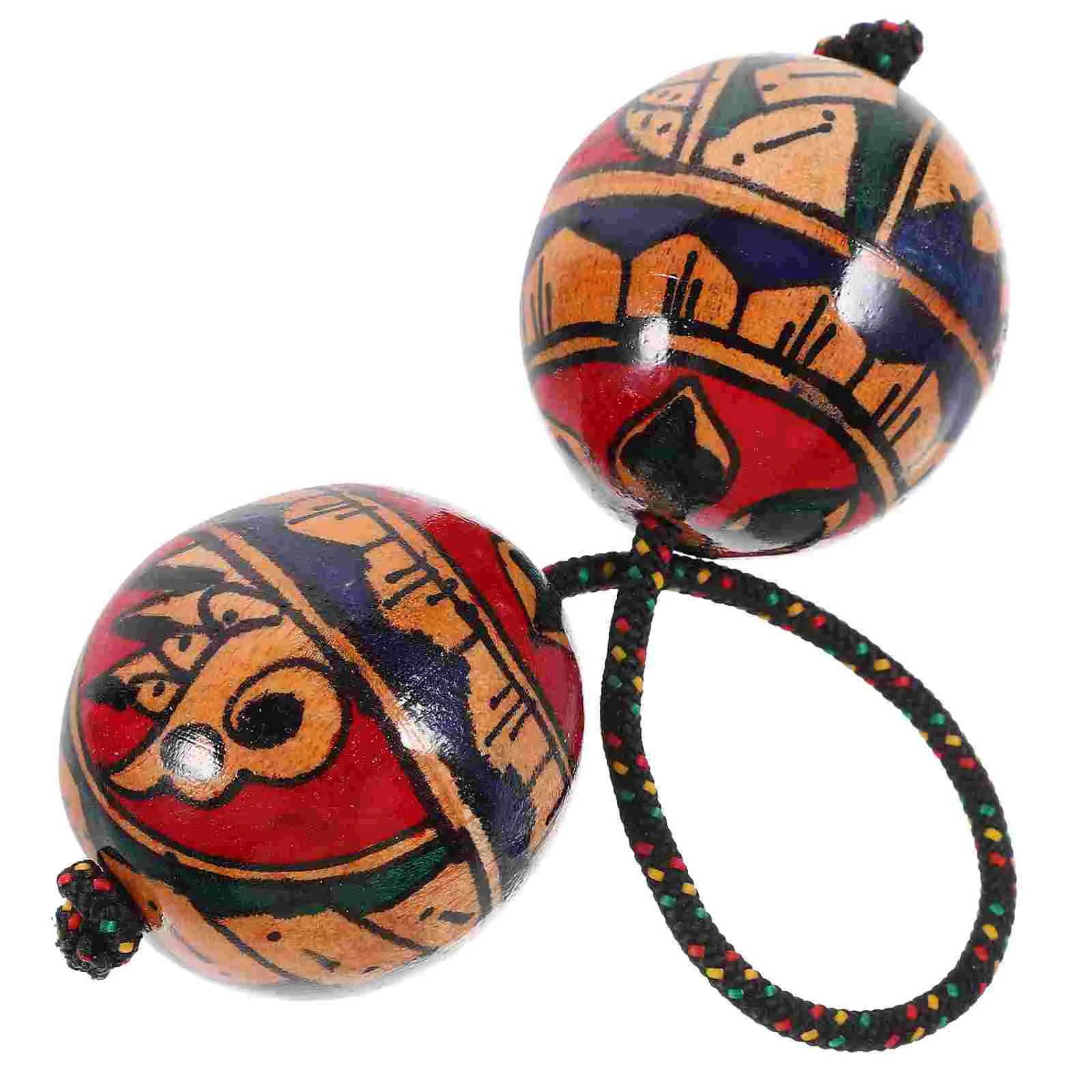 

Indonesian Hand-painted Rhythm Maracas Style Percussion Balls Double Shaker Shaking Musical Instruments Sand Hammer