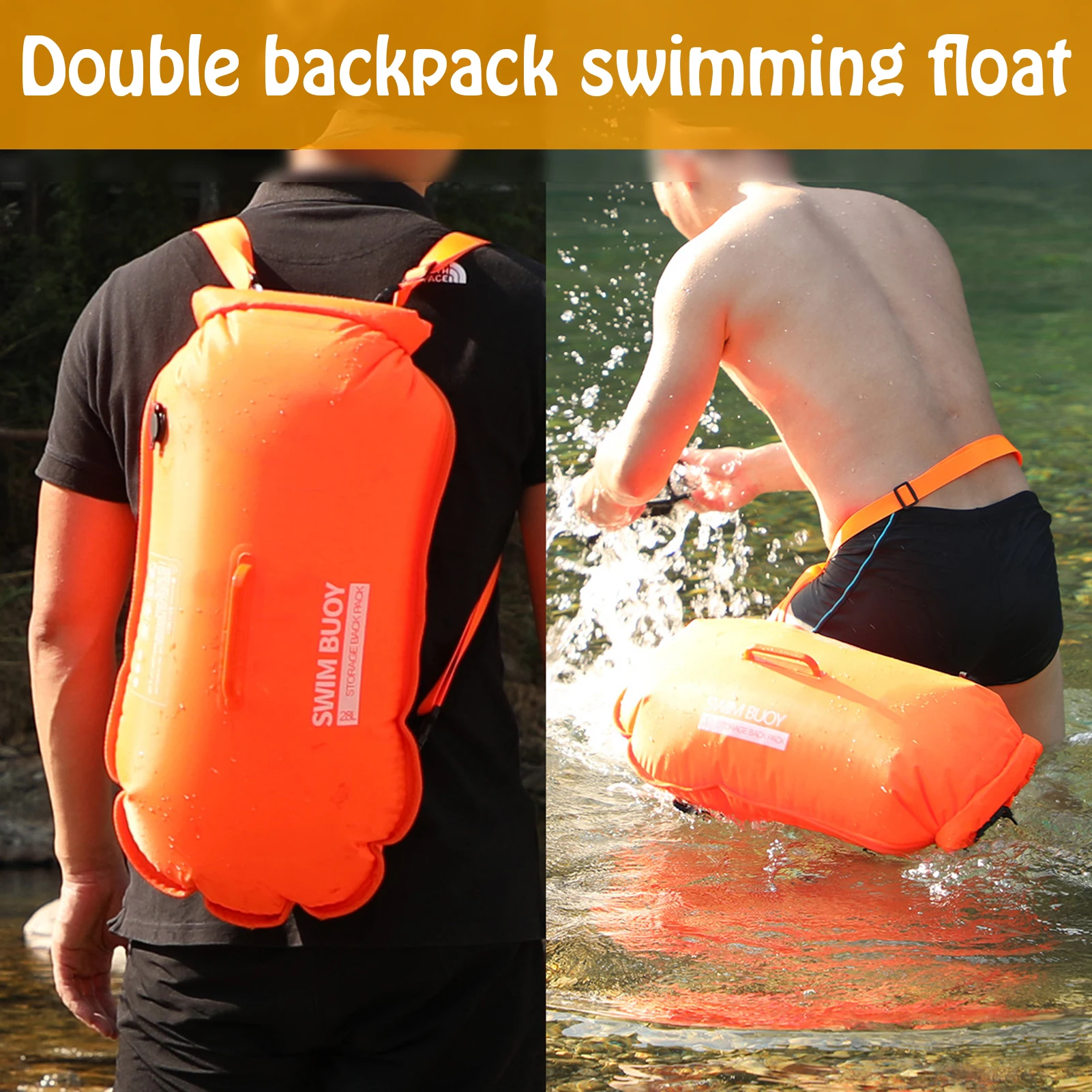 28/35L Shoulder Swimming Bag Swim Buoy Waterproof Dry Bag Swim Safety Float For Boating Kayaking Fishing Rafting Training