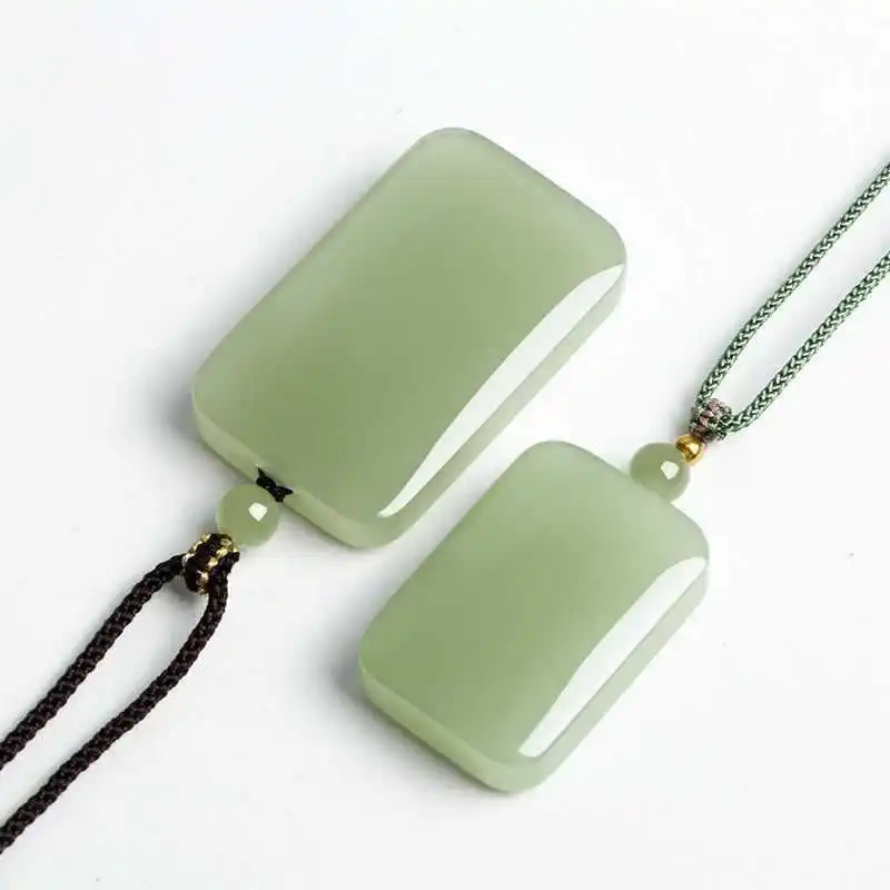 Hotian Tranquility Peace Plate Men and Women Pale Blue Lake Green Jade Pendant