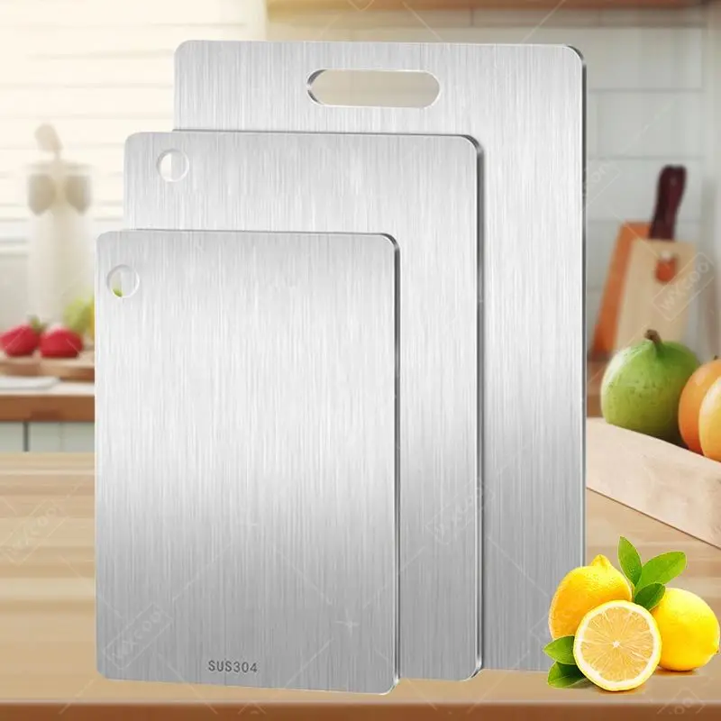 

WXCOO Thickened Stainless Steel Chopping Board Moisture-proof Cutting Board Mildew-proof Board Kitchen Large Panel Three Sizes