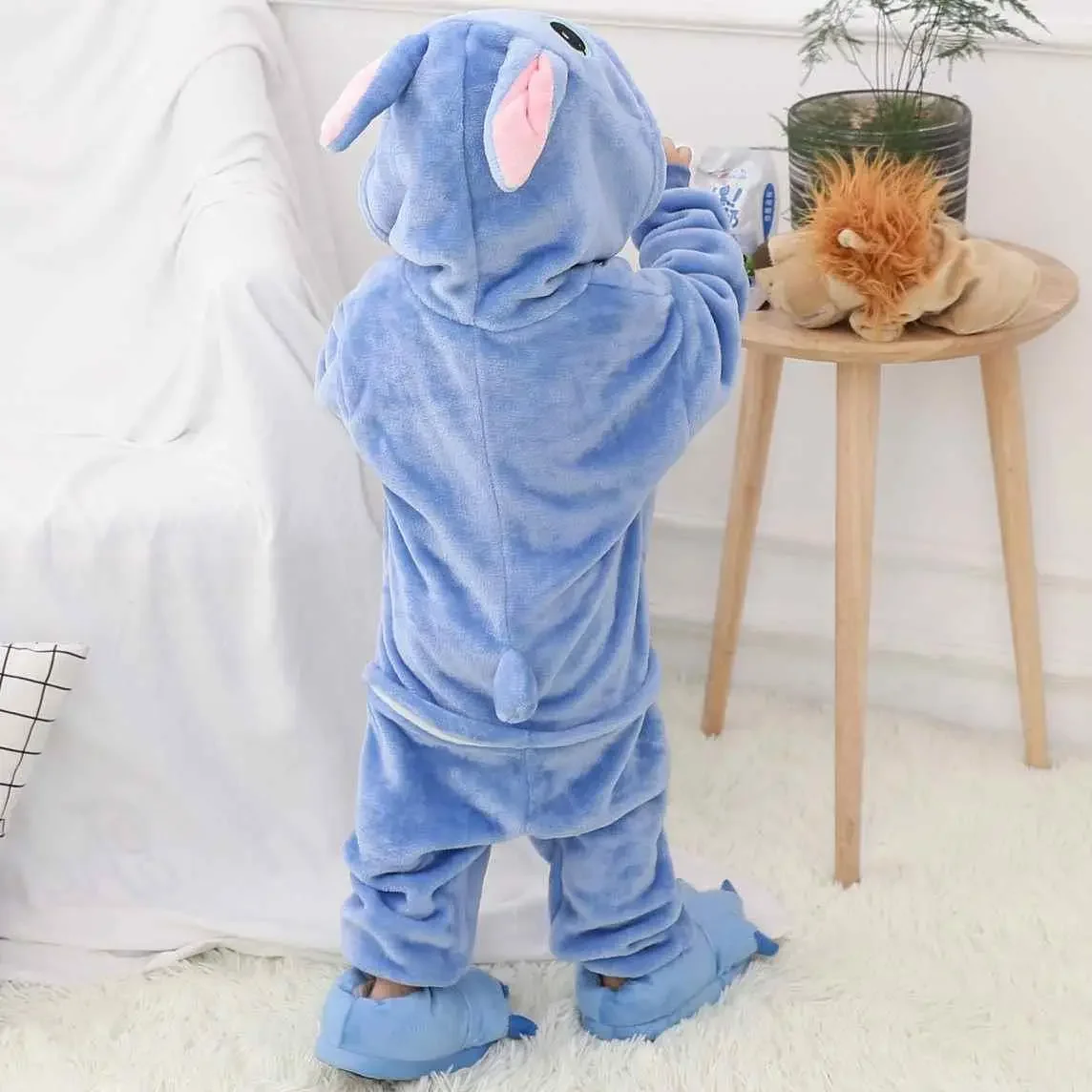 Cute Stitch Disney Anime Cartoon  Angel Winter One-Piece Pajamas Sets Onesies For Boys Girls Pyjama Cartoon Christmas Gift