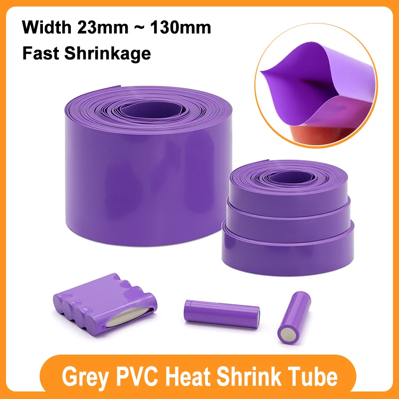 

1m ~ 20m PVC Heat Shrink Tube Purple 23mm ~ 130mm for 18650 Lithium Battery Pack Insulated Film Wrap Case Protector Cable Sleeve