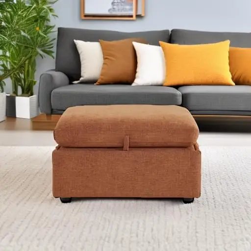 34 Inch Upholstered Square Modular Storage Ottoman for Sectional Sofa,Storage Ottoman Footrest and Seat Cube for Living Room