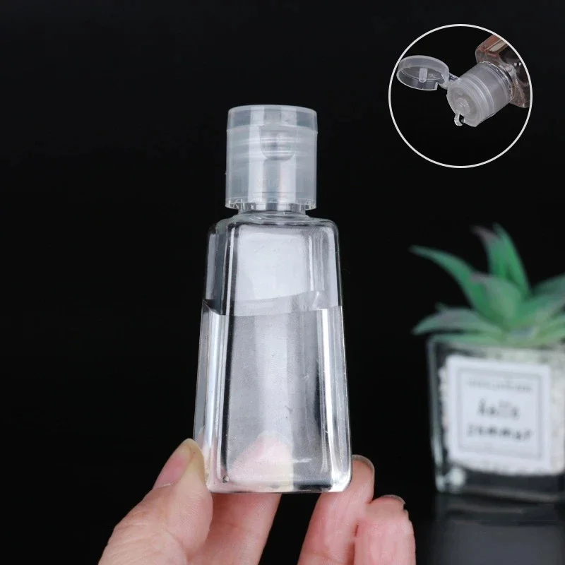 10/20Pcs 30ml Trapezoidal Plastic Hand Sanitizer Bottles Dispenser Transparent Gel Reffillable Bottle Container With Filp Cap