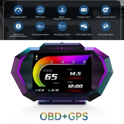 2024 다국어 OBD2 GPS 터보 압력 헤드업 디스플레이, P24 속도계 OBD2 스캐너, 차량용 헤드업 디스플레이