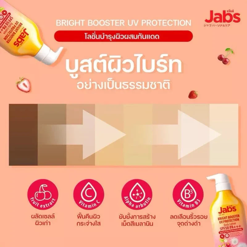 Reduce Wrinkles Radiant Bright White Smooth And Soft Skin 450ml, Thailand Arbutin Bright Booster UV Protection Body Lotion SPF50