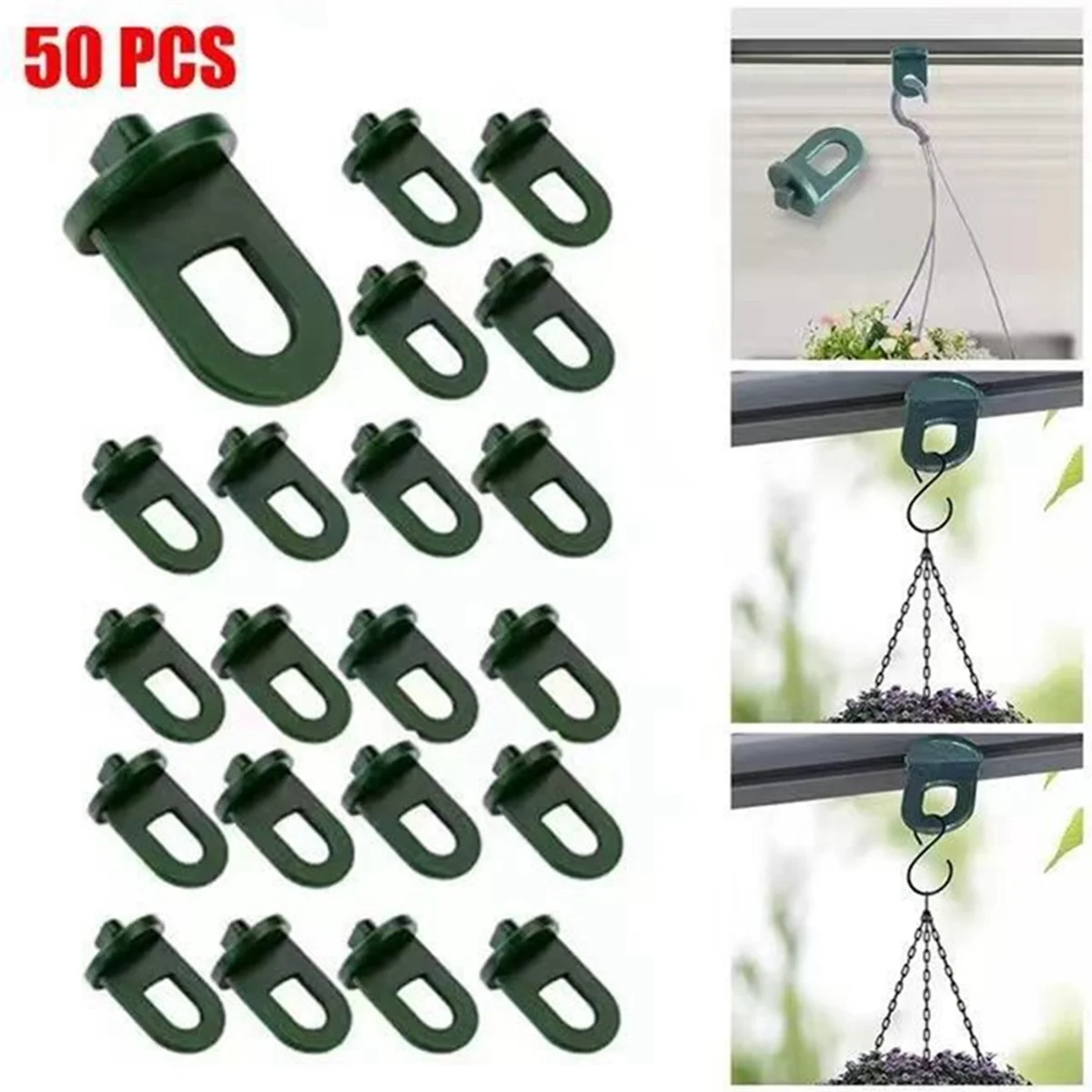 Plastic Greenhouse Hanging Hooks Plant Flower Hanger Clips Garden Accessories Fastener Tied Buckle Green Pot Hanger Clip