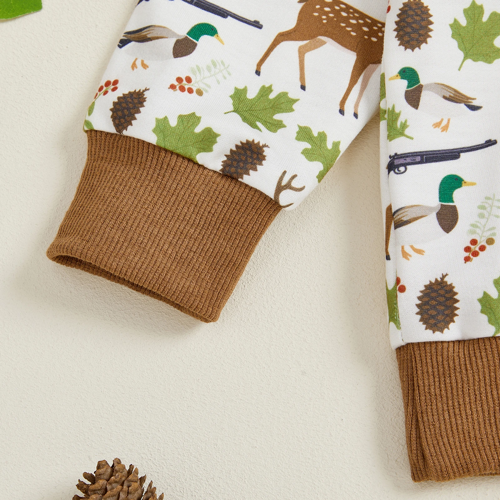 

Toddler Boy Spring Fall Outfits Reindeer Leaf Print Long Sleeve Round Neck Pullover T shirt Elastic Waist Pants Clothes