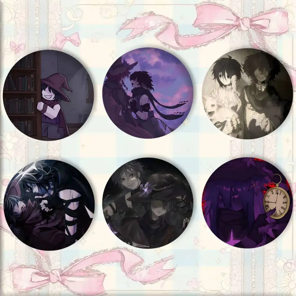 Cartoon Game A-Azure And Time Anime Badge Tinplate Round Laser Brooch Clothes Backpack Accessories Lapel