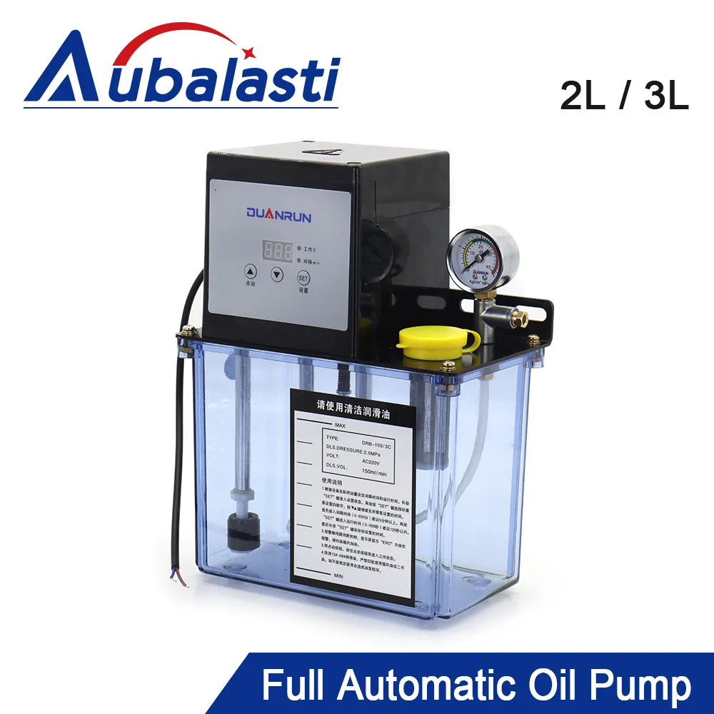 Bomba lubrificante Aubalasti 2L / 3L Bomba de óleo lubrificante automática 220V CNC eletromagnética para roteador CNC