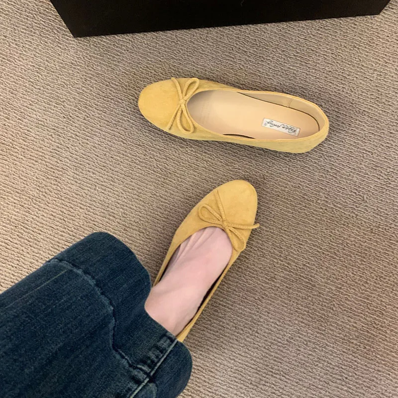 Weiche, modische Damen-Flats mit runder Zehenpartie, flache Schuhe mit Schleifenknoten, elegante Ballerinas für Damen, Slip-On-Schuhe, neu für Frühling und Herbst. – Detail 5