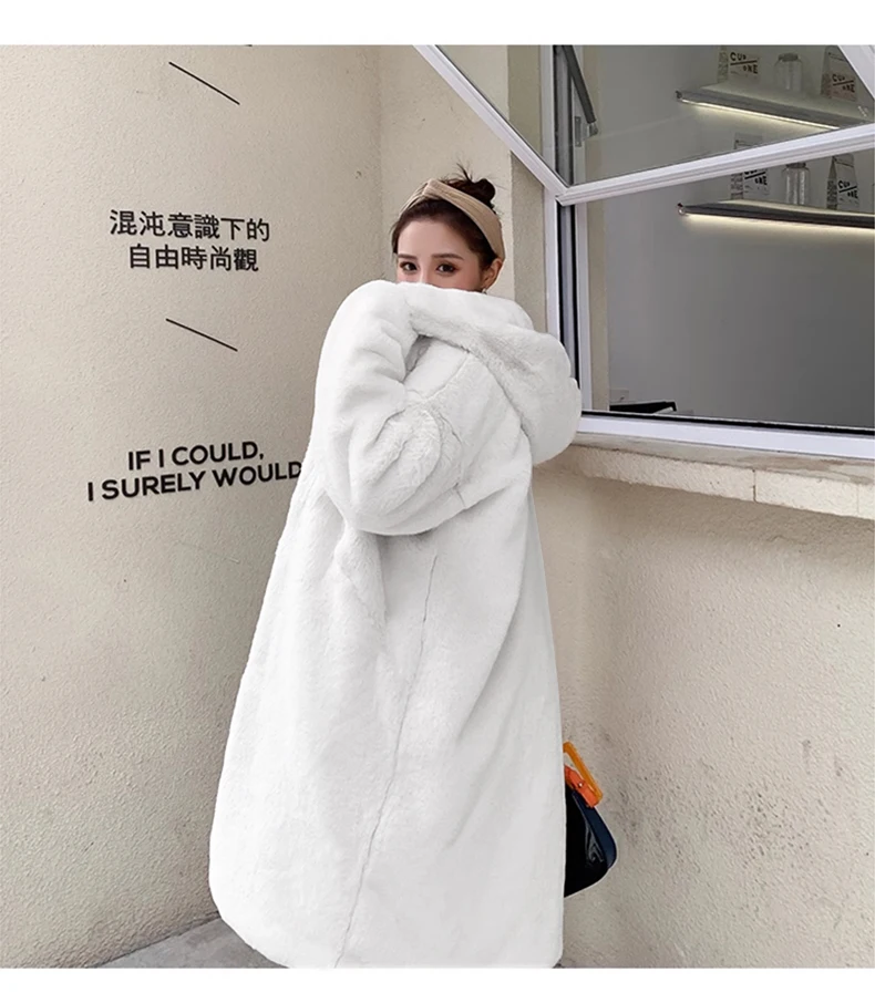 Lautaro Winter Long Loose Casual Windproof Soft Thick Warm Fluffy Green Black Faux Fur Coat Women with Hood Furry Overcoat 2023