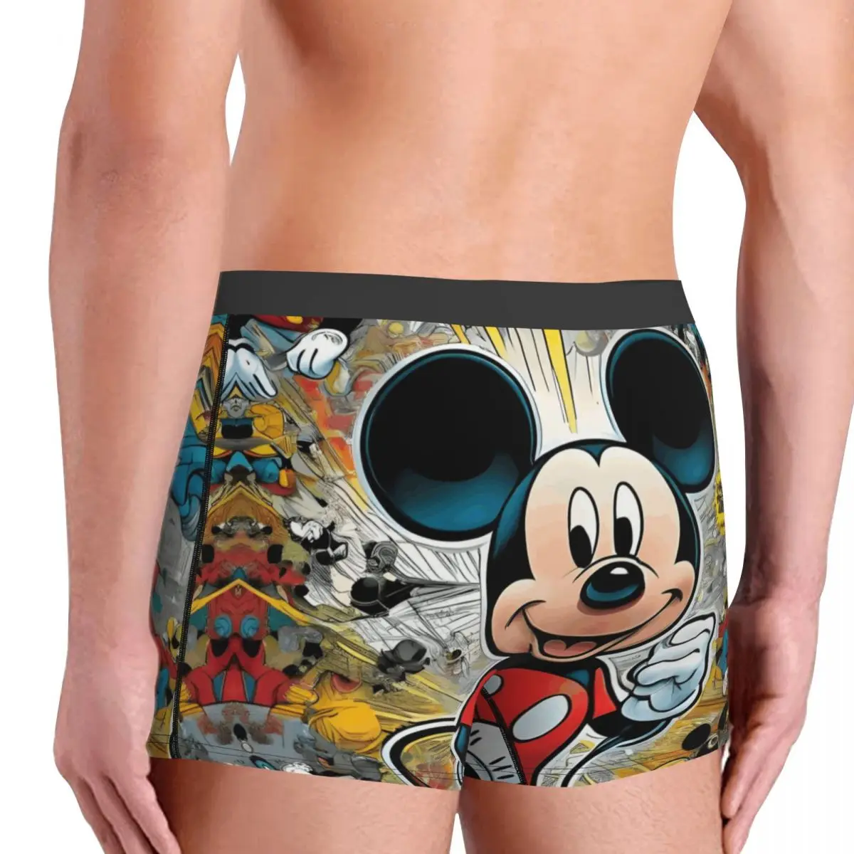 مخصص الذكور مضحك ميكي ماوس الملابس الداخلية أزياء الكرتون لطيف طباعة الرسوم المتحركة الملاكم ملخصات لينة السراويل سراويل داخلية
