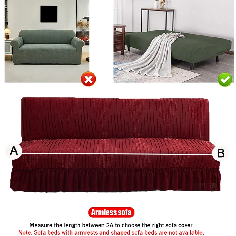 Four Seasons Stretch Jacquard Velvet Sofa Cover Full Cover Elastic Slipcover for Armless Chaise Lounge Furniture Protector 소파 커버