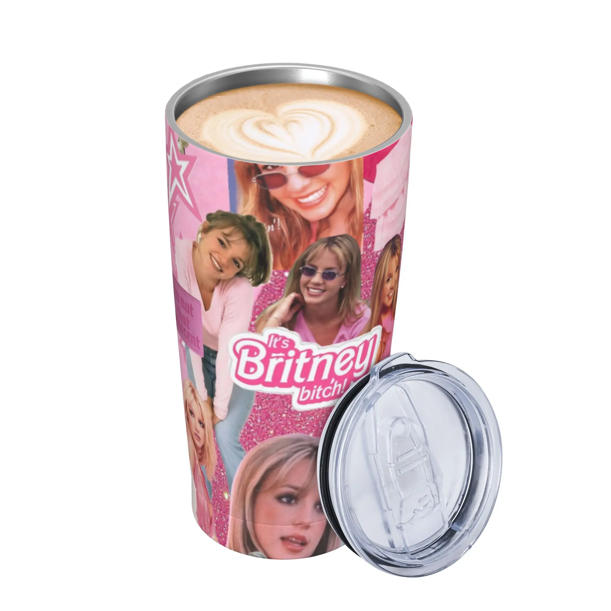 Singer Britney Spears Insulated Tumbler with Straws Lid  Vacuum Thermal Mug Outdoor Portable Car Bottle Cups 20oz