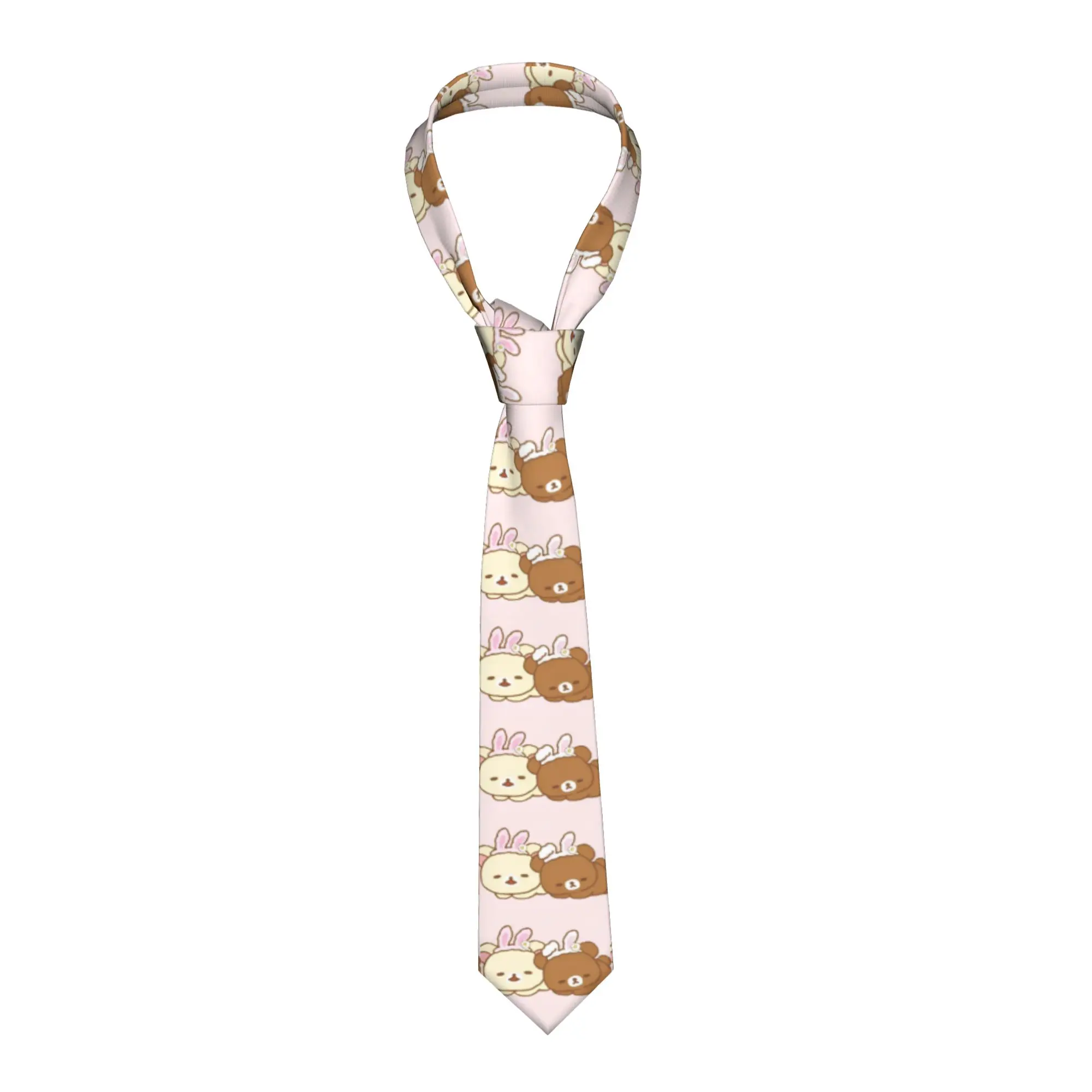 Necktie Two Bears Kawaii Cartoon Men  8 cm Classic Neck Ties  Rilakkumas for Men Daily Wear Gravatas Wedding Accessories Gift
