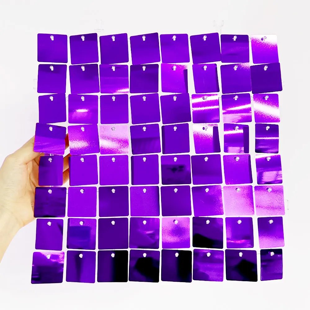 12/24/36/49pcs Red Shimmer Backdrop Decoration Glitter Bright Red Square Sequins Backdrop Wall Panels for Birthday Christmas Wedding Photo Backdrop Decor