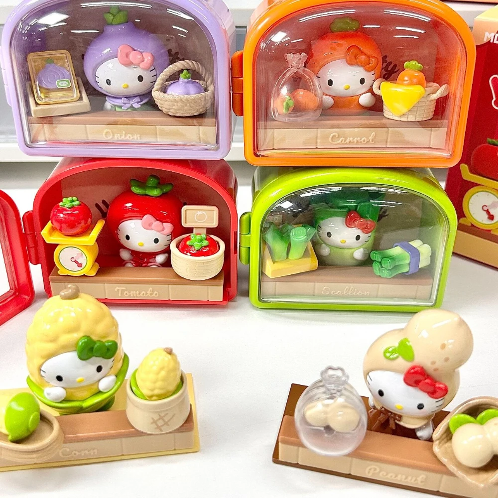 Sanrio Hello Kitty Fresh Veggie Shop Blind Box Official Kawaii Micro Scene Cartoon Figure for Desk Decor Gift Collectible Toy view 3