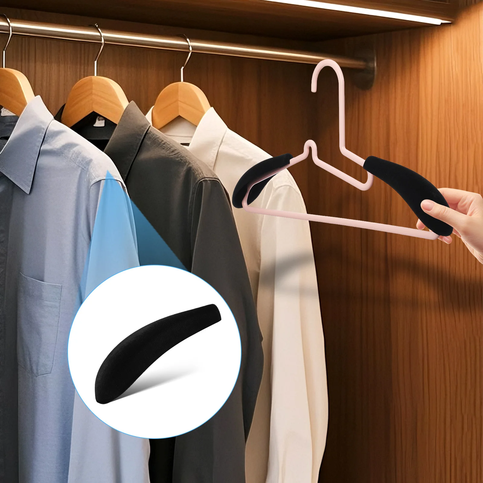 

Clothes Hanger Shoulder Pads Non-Slip Wide Flocked Support For Shirts Coats Suits Dresses T-Shirts Sweaters Garment Hanger