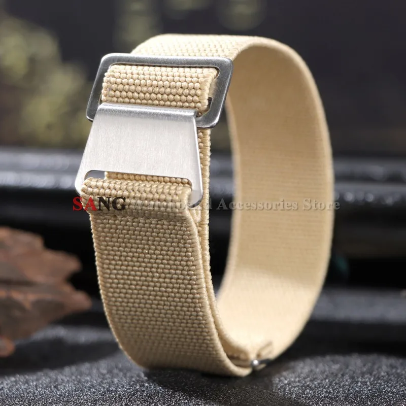 18/20/22mm Elastic Nylon Strap French Troops Parachute Bag Men Women Sport Bracelet Nylon Braided Watch Band Universal Wristbelt