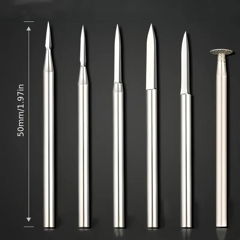 Wood Carving Drill Bits Set for Rotary Tool 6Pcs Engraving Drill Accessories Bit Wood Crafts Grinding Tool 3mm