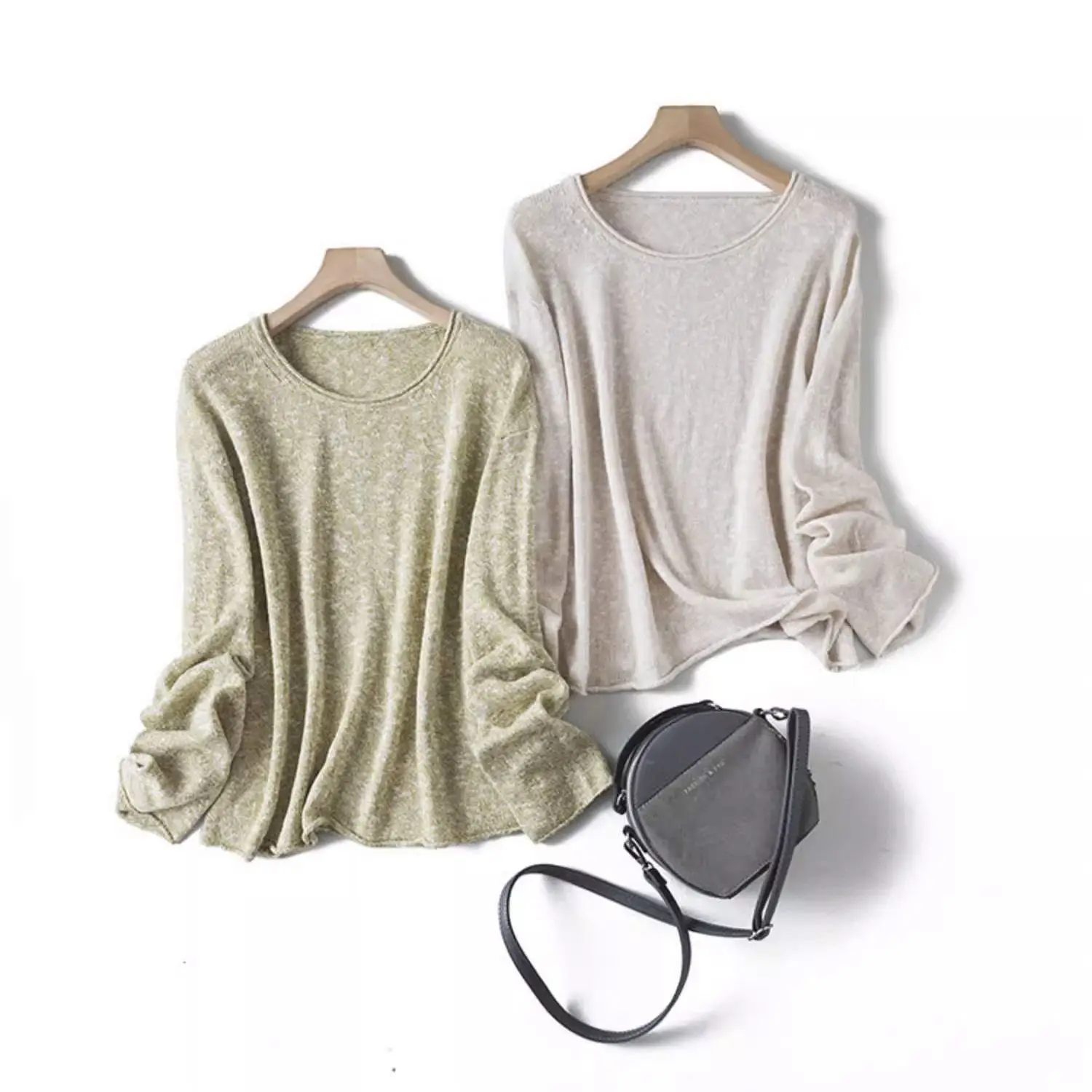 

Dave&di Cotton And Linen Loose Casual Knitted Sweater With Shoulder And Rolled Edges Top