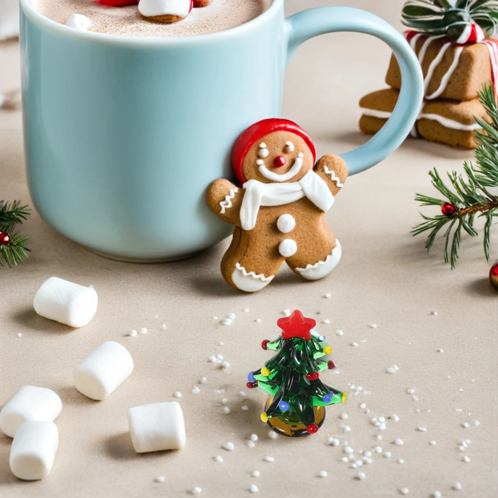 

Mini Glass Christmas Tree Decorative Tabletop Decor Holiday Supplies for Home Office Xmas Celebration Mini Chirstmas Tree