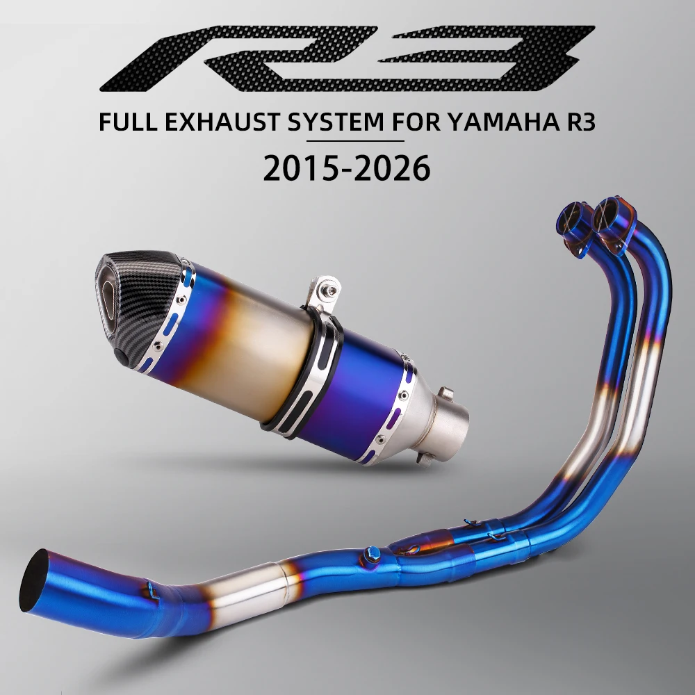 

R3 Exhaust System For Yamaha R25 MT03 MT25 2015-2026 Motorcycle Exhausts Pipe Racing Headers Tube 370mm Muffler with DB Killer