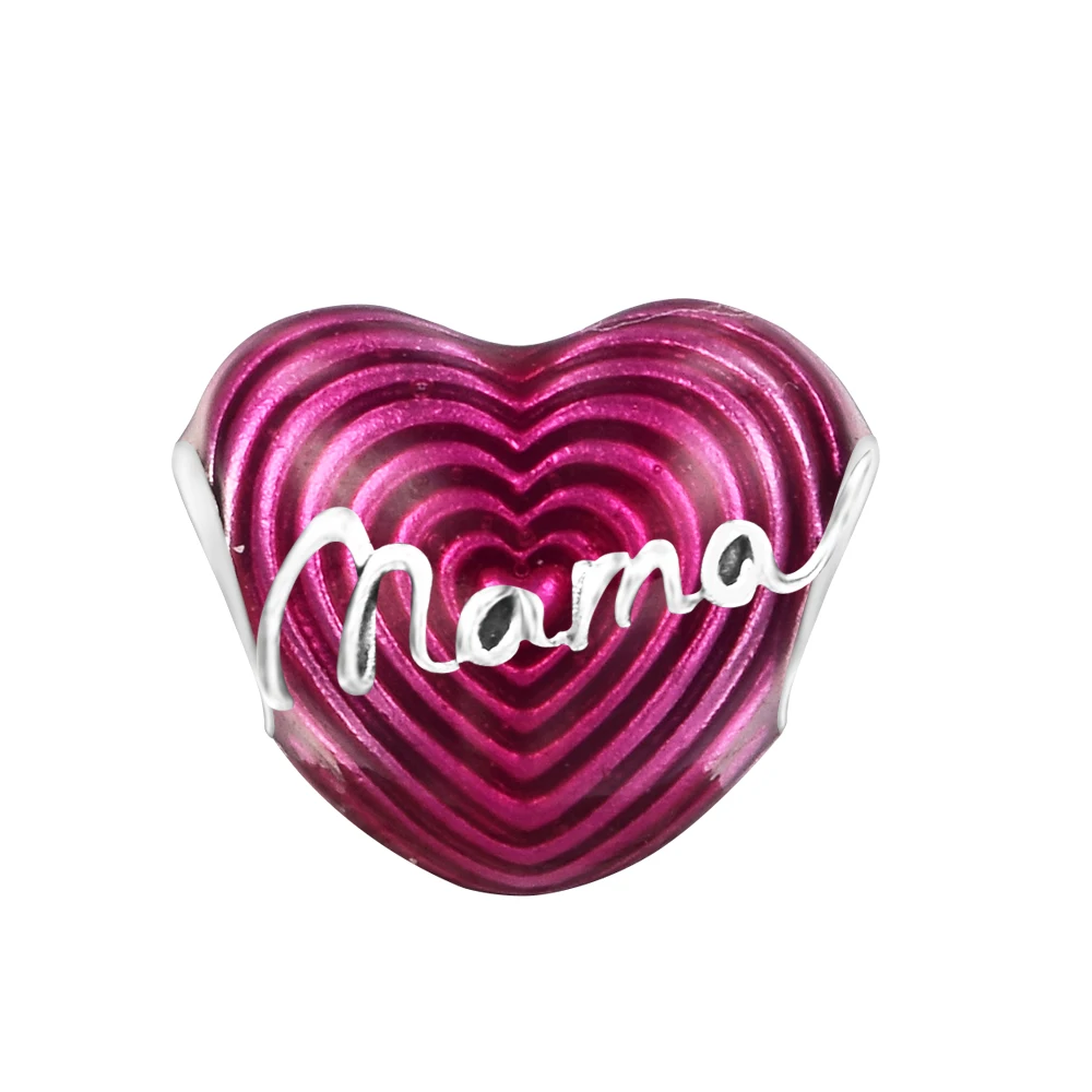 

2022 Mother's Day Radiating Love Mama Heart Charm 925 Silver Jewelry Fits Original Bracelets For Woman Beads For Jewelry Making