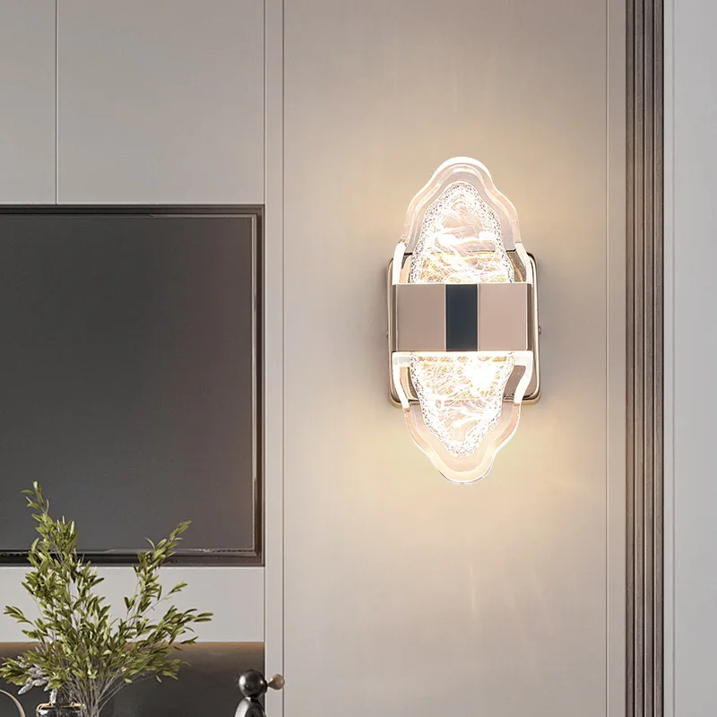 Modern Wall Lamp Electroplated Finish, Bedroom Night Light for Living Room Wall, Dimmable Reading Light