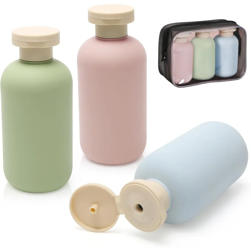 Bouteilles de voyage pour articles de toilette, 3 pièces, 200ml, récipient de voyage à presser rechargeable, sous-emballage, bouteilles à presser pour shampoing, nouvelle collection