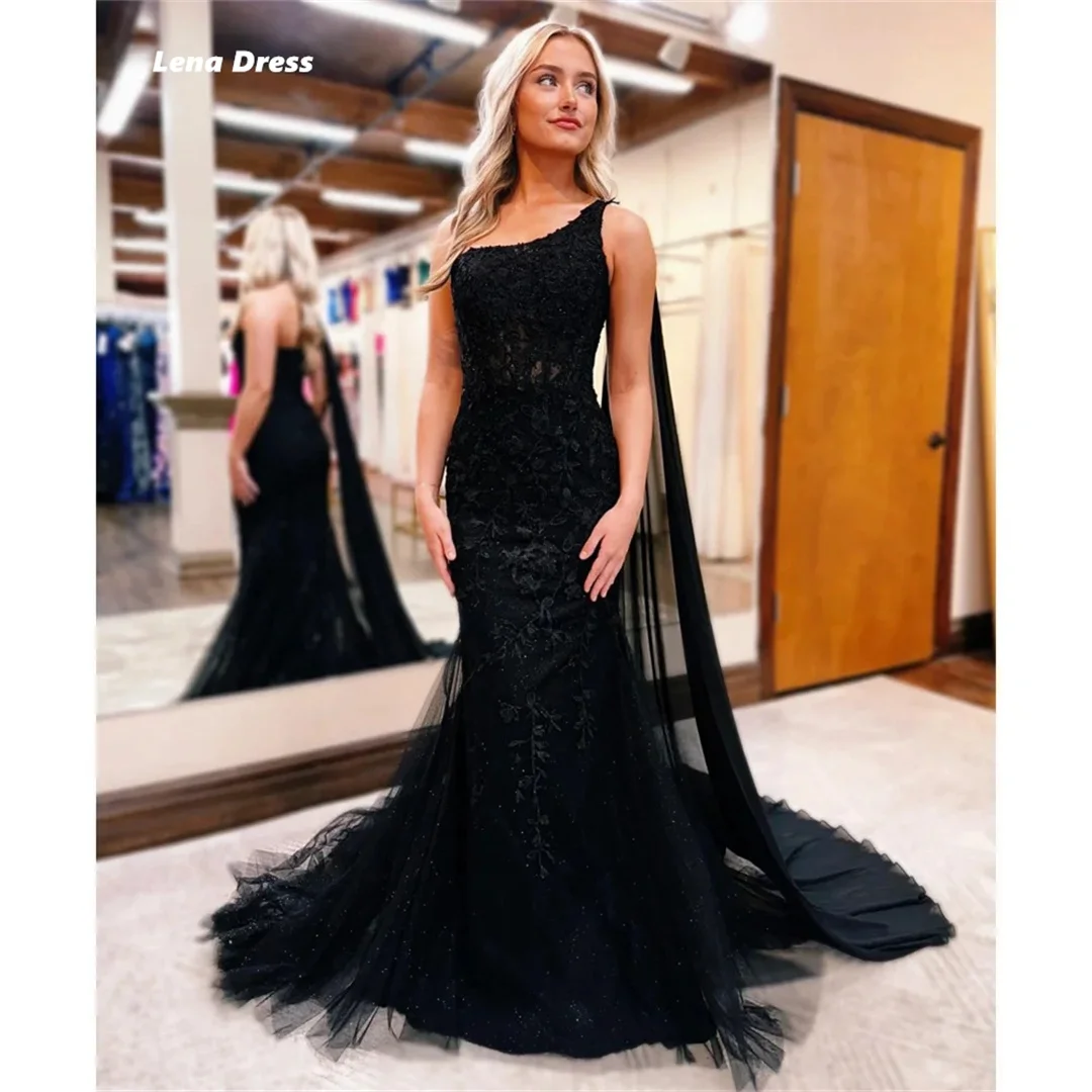 

Lena Embroidered Lace Luxurious Women's Evening Dresses for Formal Occasions Prom Dress Women Elegant Party Fish Tail Black Gala