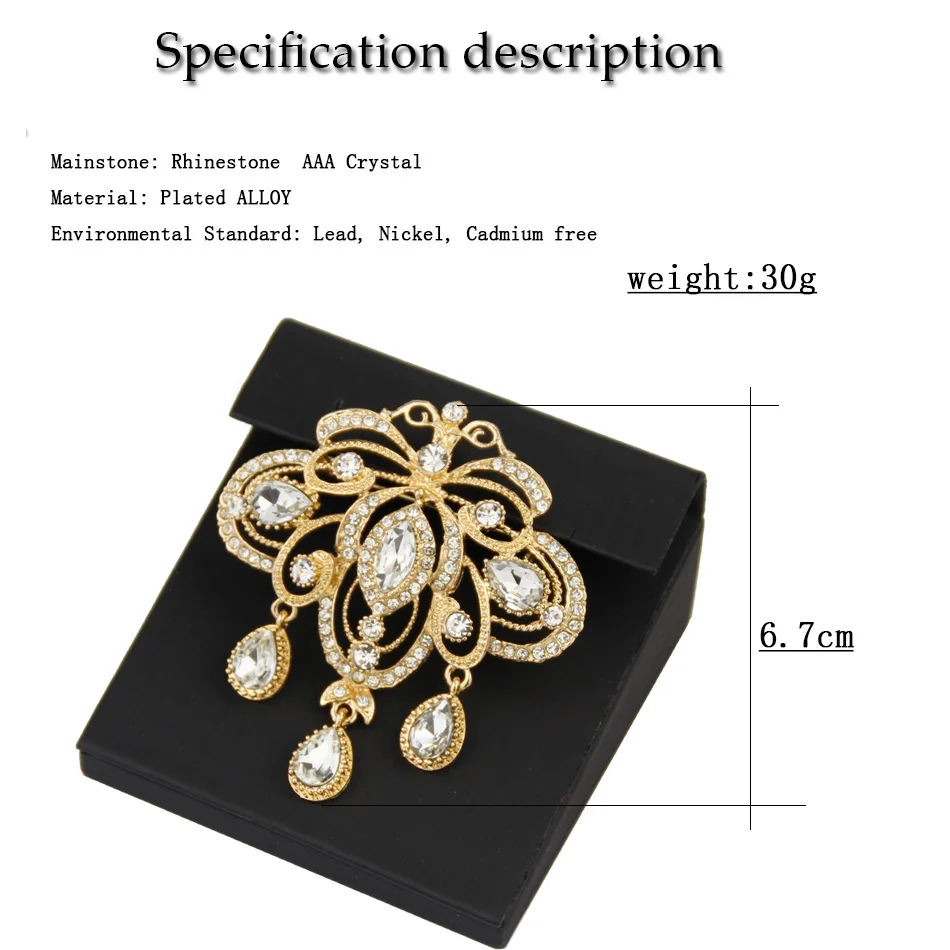 Sunspicems Morocco Crystal Brooches For Women Gold Color Caftan Brooch Pins Flower Algeria Bride Wedding Jewelry Dubai Bijoux