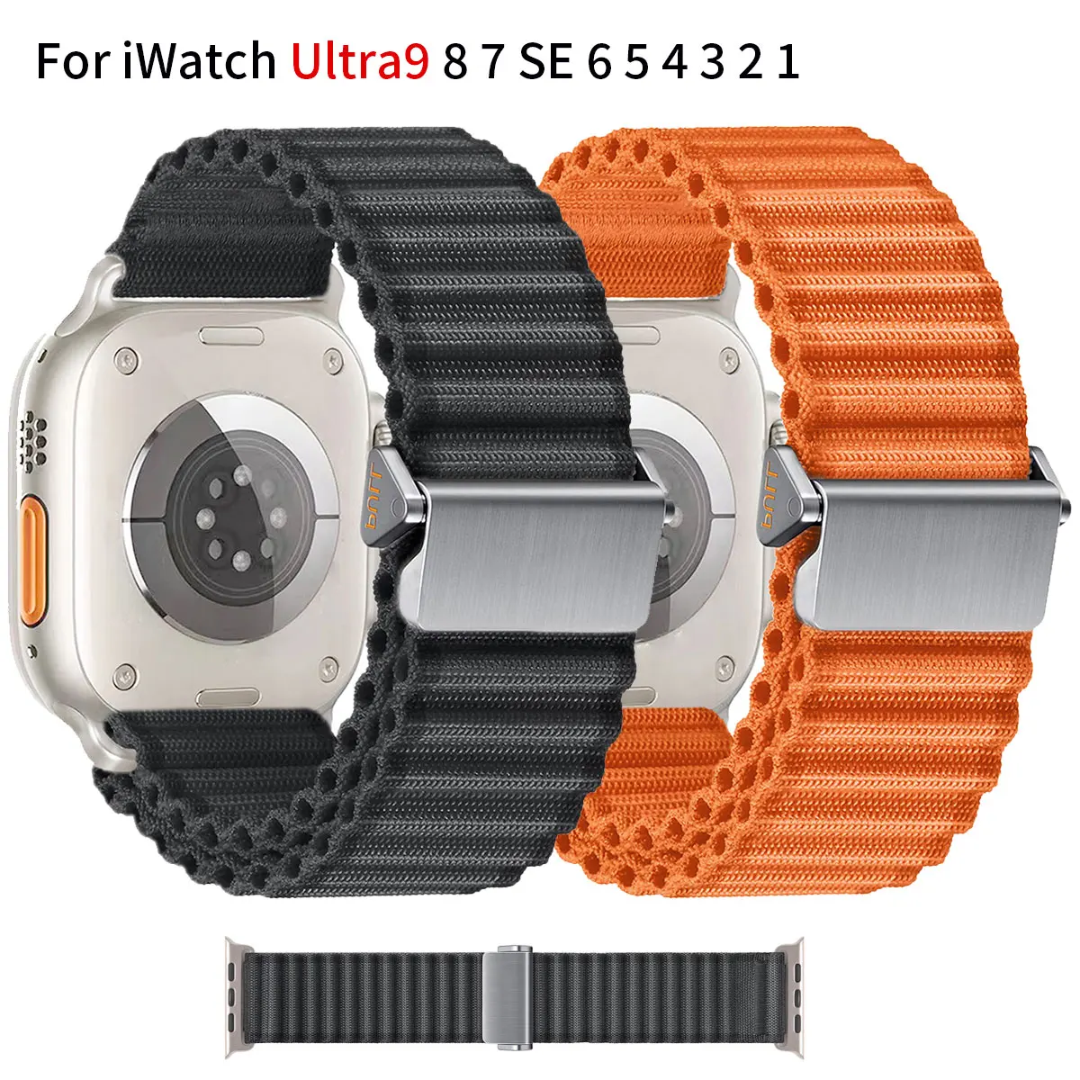 Corrugated nylon strap for Apple Watch Ultra 987 49mm 45mm 41mm 40mm 44mm 6 5 4 SE 3 2 1 Sport strap