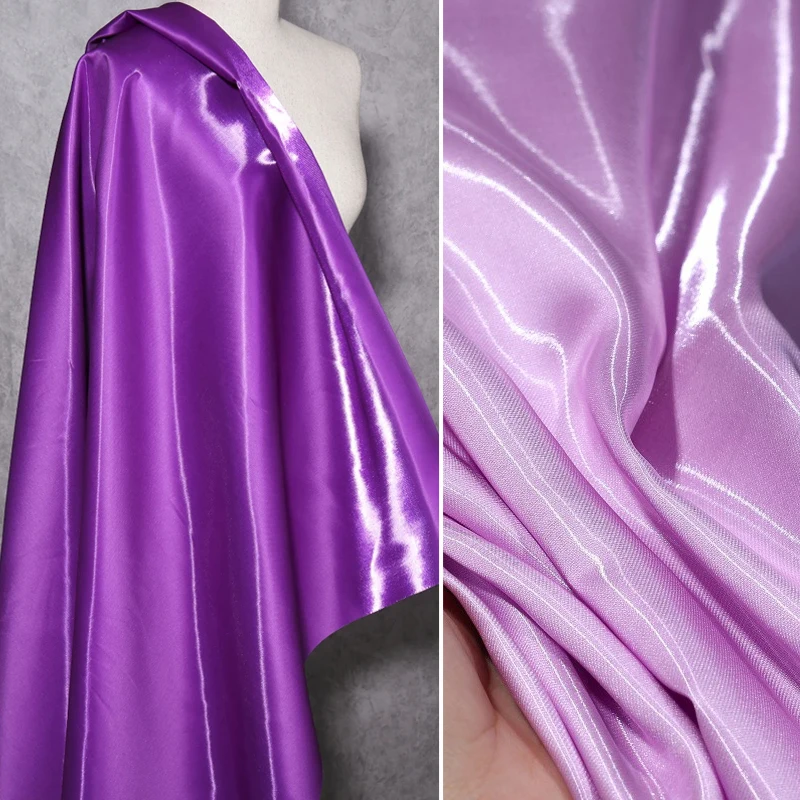 Purple Luxury Glossy Metallic Liquid Satin Fabric Shiny Gloss Silk Satin for Dress Suit Clothing Designer Material DIY Evening