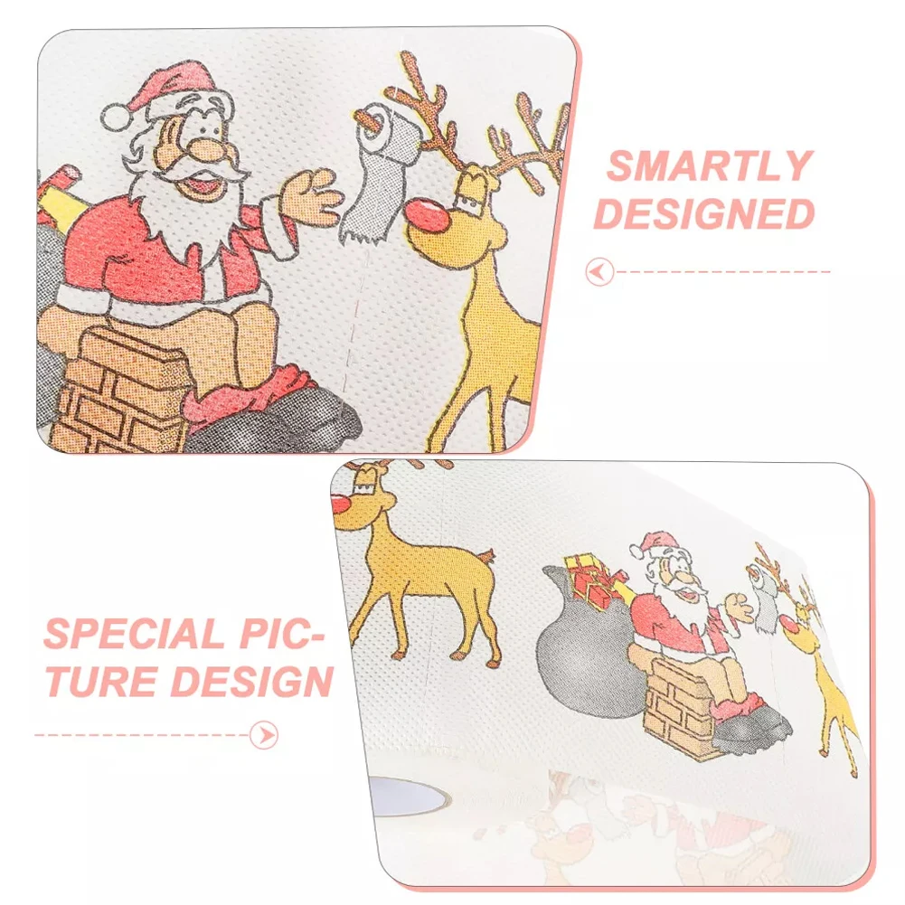 1 Pcs Santa Claus Pattern Series Roll Paper Colorful Printing Interesting Toilet Papers Creative Christmas Decorations