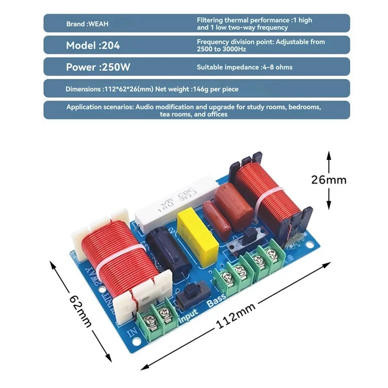 ELECT-домашний кинотеатр Hi-Fi стерео 250 Вт 2500 Гц-3000 Гц 2-полосный аудио кроссовер делитель частоты DIY динамик фильтр