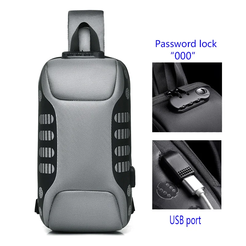 Men Cross body Shoulder Chest Bag Rider Motorcycle USB Charge Port Anti-theft Travel Oxford Male Messenger Sling Backpack Bags