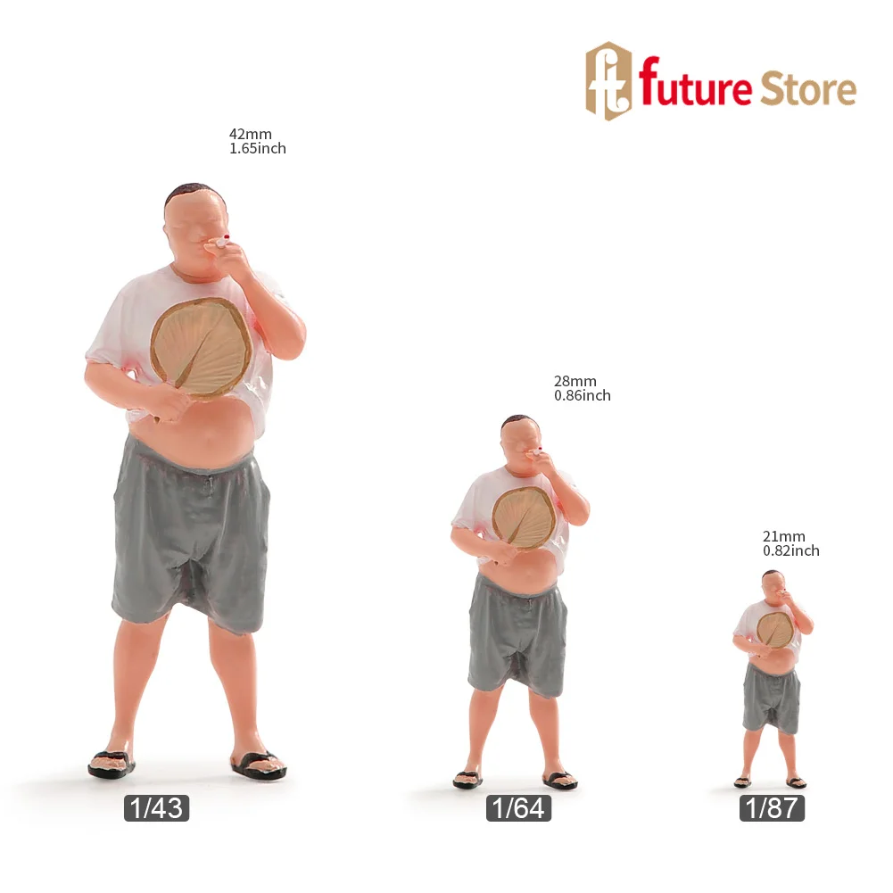 Resin 3D Print 1/87 1/64 1/43 1/24 Middle-aged Man Smoking in summer Miniature Figure Mini Doll Model Scene Props Decoration Toy