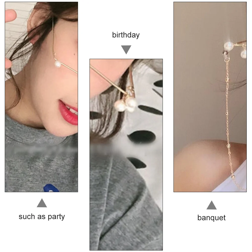 

1Pcs Fashionable No Lens Glasses with Pearl Decor Metal Frame Lightweight Eye-Catching Photo Holder for Festival Cosplay Event