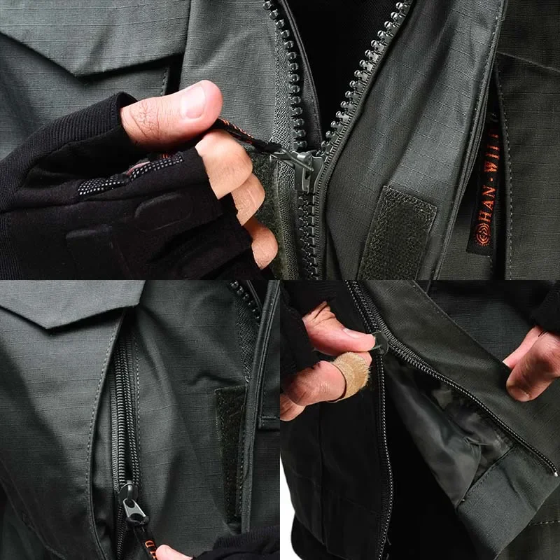 HAN WILD Tactical Jacket Wear-resistant Camping Jackets Hunting Clothing Male Hooded Hunting Clothes Waterproof Windbreaker