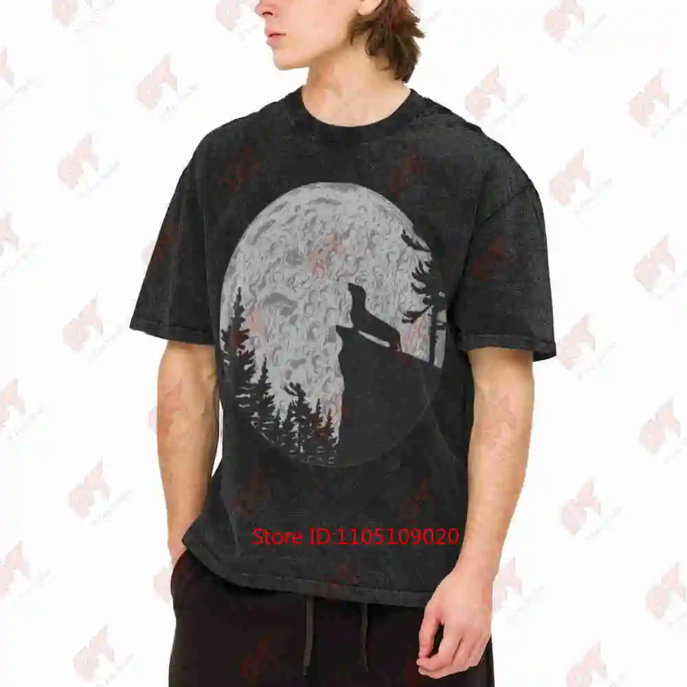 Dachshund Full Moon Wiener Dog Lovers Vintage Washed Tee Pure Cotton T-Shirt